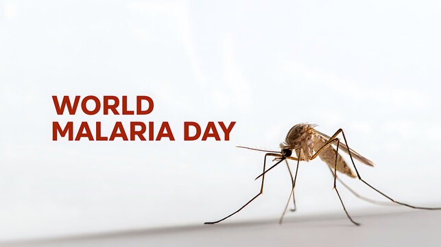 Close up view of a mosquito, Anopheles mosquito, insect vector for disease and malaria parasite transmission, on a white background banner