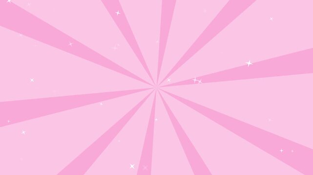 Pink starburst background animation with shining stars and radial light rays