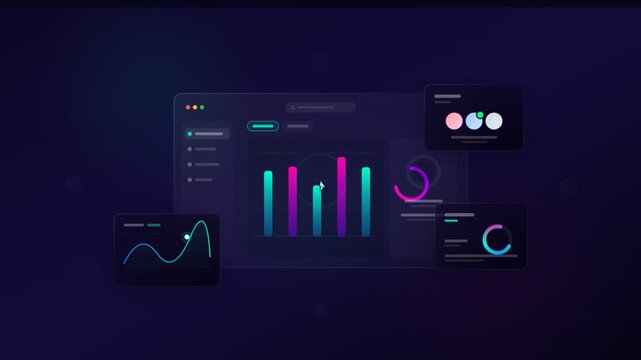 Interactive User Interface Dashboard Animation with Financial Charts and Analytics