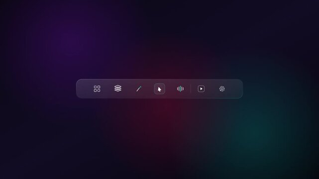 Minimalist User Interface Toolbar with Floating Icons on Dark Background