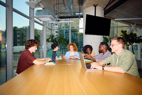 Students convened for research activities.