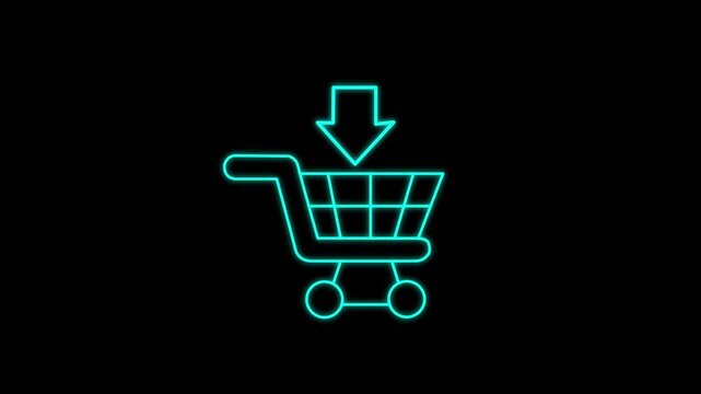 Online Shopping Cart Icon with Downward Arrow Representing Add to Cart, E-commerce, Online Purchase, Shopping, Checkout, Product Selection, Retail, and Digital Commerce.