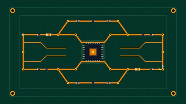 Digital Circuit Logic Flow on a Green PCB Layout