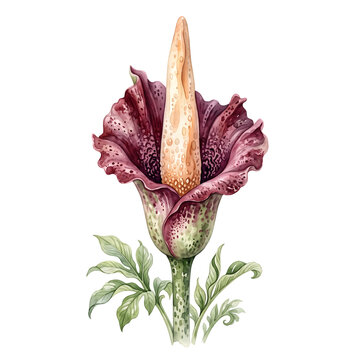 Amorphophallus titanum flower isolated on a white background