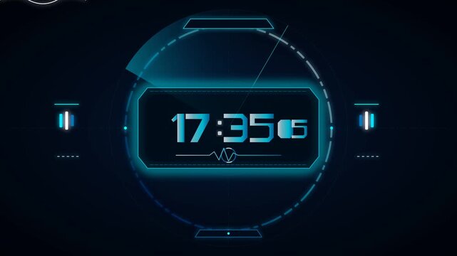 Vector Sport Digital Clock Pulse Matrix Clock Time SVG Animation 4K | Seamless Loop