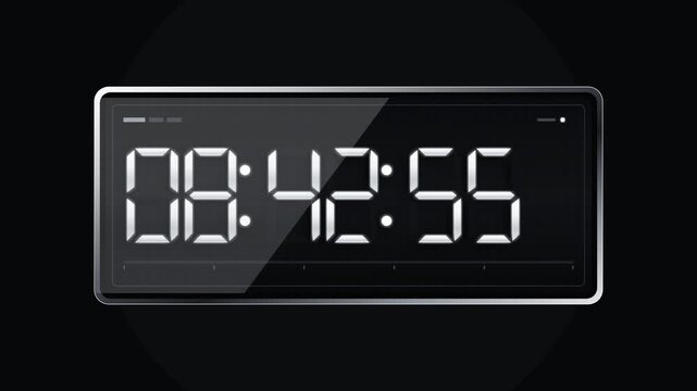 Lcd Digital Clock Shadow Motion Chrome Clock Time SVG Animation 4K | Seamless Loop