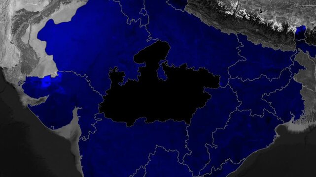 Madhya Pradesh Travel Map Animation Highlighting Regional Routes And Destination Locations In India