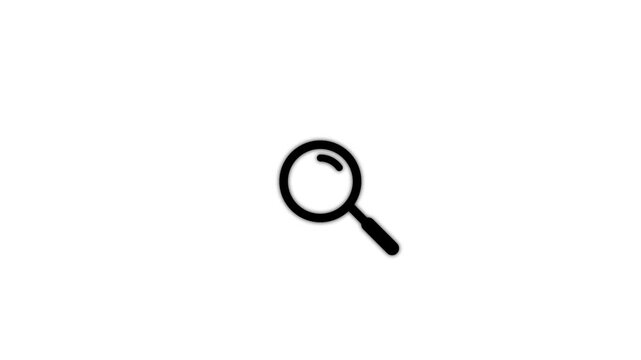 Minimalist magnifying glass animation searching concept on white background, find zoom