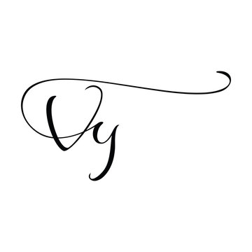 VY initials Handwriting signature logo. VY Hand drawn Calligraphy lettering Vector. VY  letter real estate, beauty, photography letter logo design. VY Logo