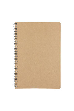 Simple brown spiral notebook with a blank textured cover, perfect for jotting down notes or sketching, isolated on a clean white background