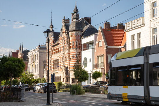 Historical houses on noteworthy street in Antwerp