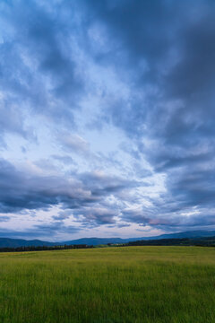 Cloudy Twilight Over Idaho Fields