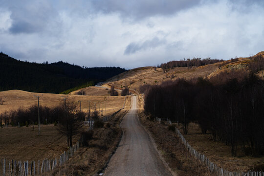 Gravel Road Through Rolling Hills
