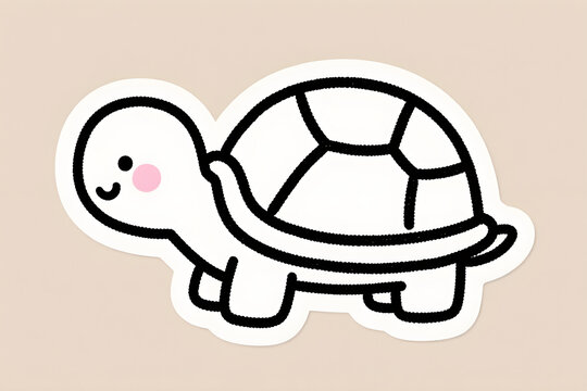 A simple white turtle character tucking into its shell strict side