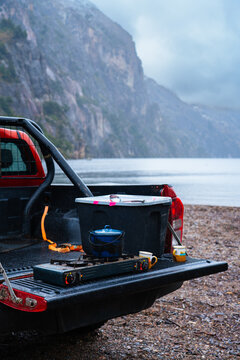 Camp Cooking on Truck Tailgate