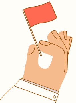 Hand Holding A Red Flag