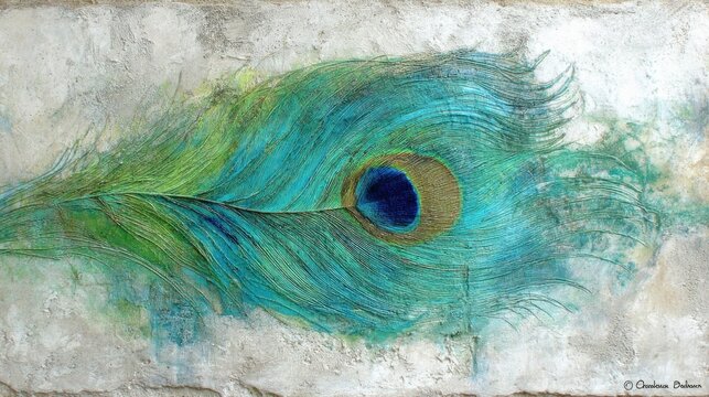 Intricate Peacock Feather Eye in Close-Up Macro View Showcasing Vibrant Blues and Greens