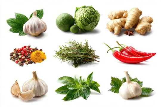 Fresh spicy herbs vegetables collection
