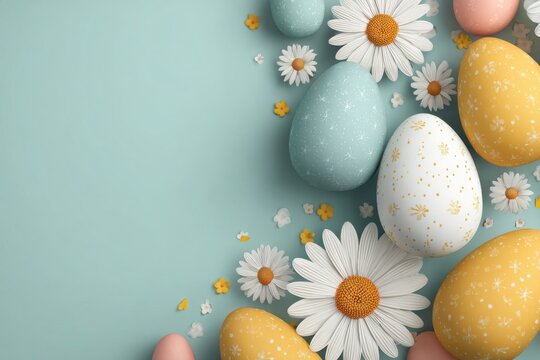 Pastel Easter egg daisy holiday template