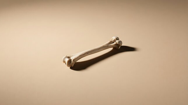 A single chicken bone calcium isolated on a beige background representing nutrition and biology study.