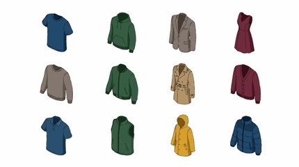 Collection of various colorful clothing items displayed. © leonardo