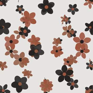 Motif de petites fleurs en terre cuite et parchemin sans couture