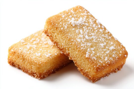 Golden rectangular shortbread cookies with sugar