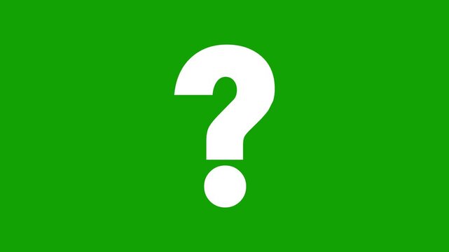 animated white question mark pop up icon on green screen chroma key