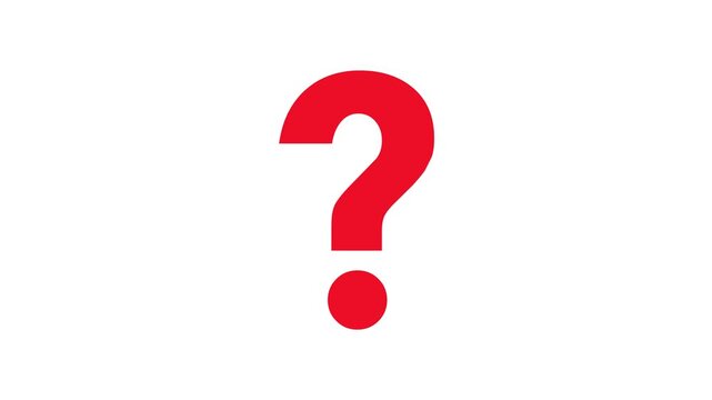 red question mark symbol bouncing animation loop on white background, animated red question mark pop up icon.