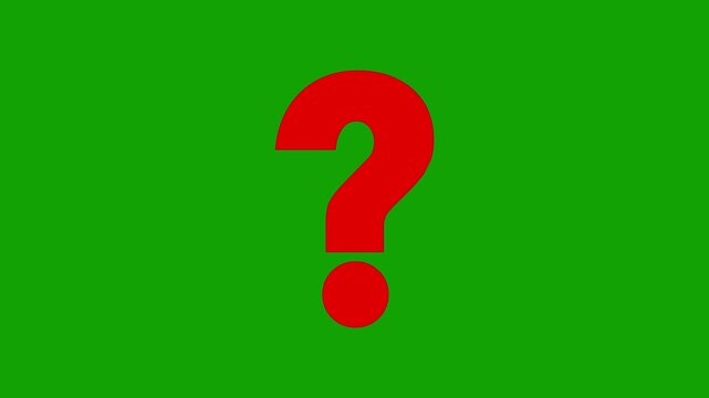 red question mark symbol animation loop on green screen, question mark symbol bouncing animation.