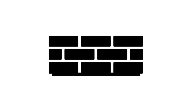 Black brick wall icon isolated on a transparent background for construction and architecture design