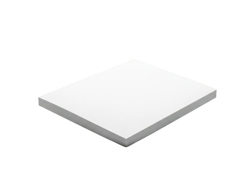 A single blank white square flat platform base isolated on transparent background