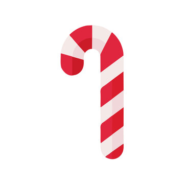 2D flat vector graphic of a Candy Cane in icon style, isolated on white background