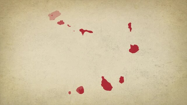 Animated Appearing CAPE VERDE Map Isolated on Vintage Background