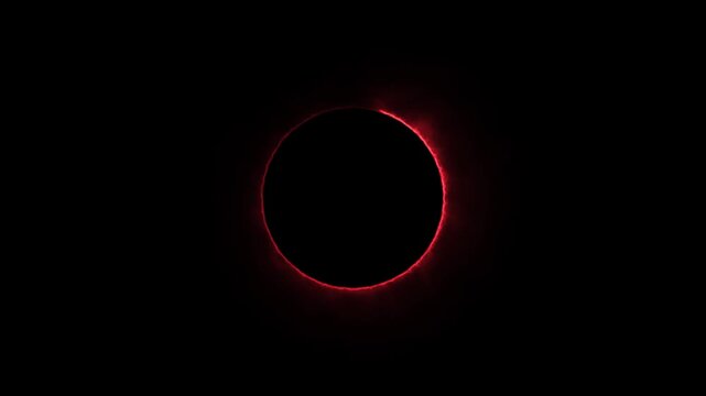 red solar eclipse ring of fire animation glowing astronomical phenomenon dark background motion graphic element seamless looping video asset 3840x2160 4k