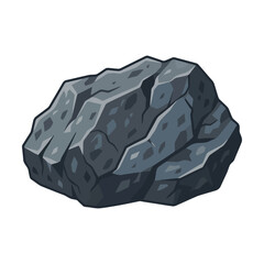 Single grey stone boulder illustration with rough texture Vector © alien AZ