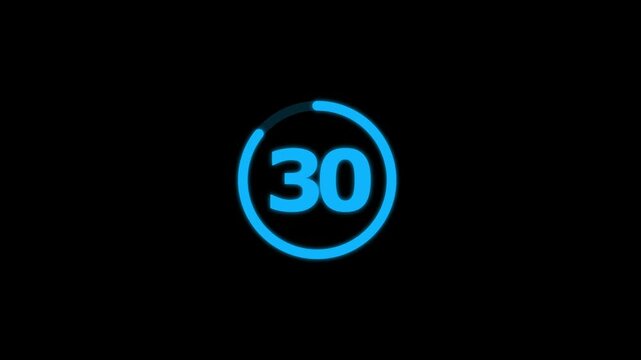 Countdown timer from 35 to 0 seconds real time. Modern flat design of countdown animation isolated on transparent background with alpha channel 35 Seconds Digital Countdown Timer Animation