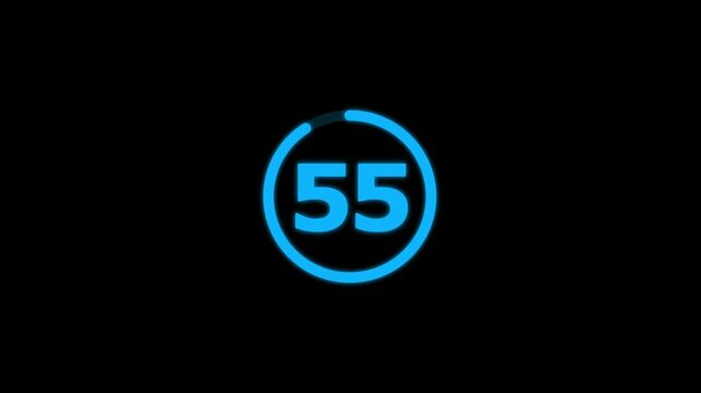 Countdown timer from 60 to 0 seconds real time. Modern flat design of countdown animation isolated on transparent background with alpha channel 60 Seconds Digital Countdown Timer Animation