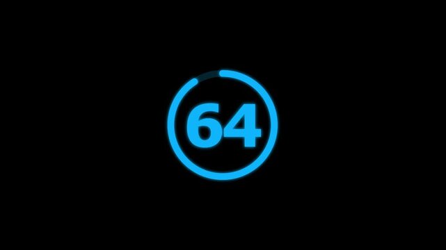 Countdown timer from 70 to 0 seconds real time. Modern flat design of countdown animation isolated on transparent background with alpha channel 70 Seconds Digital Countdown Timer Animation