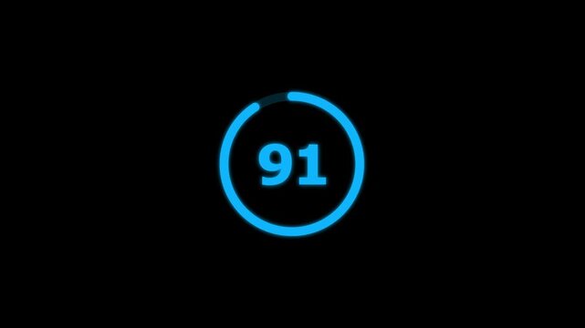 Countdown timer from 100 to 0 seconds real time. Modern flat design of countdown animation isolated on transparent background with alpha channel 100 Seconds Digital Countdown Timer Animation