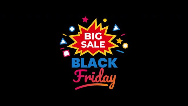 Vibrant Black Friday Big Sale Marketing Graphic Featuring Colorful Geometric Shapes and Bold Typography Design