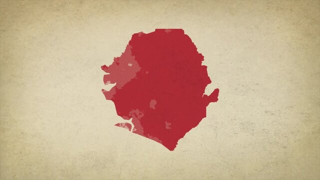 Animated Appearing SIERRA LEONE Map Isolated on Vintage Background