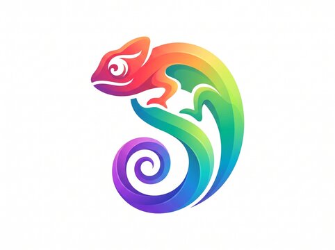 Abstract Chameleon S Curve Rainbow Gradient Logo Concept