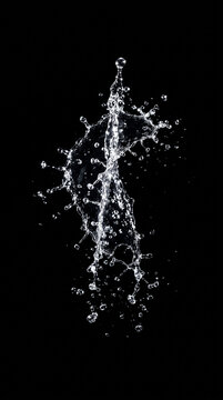 Frozen motion of abstract water liquid exploding with high contrast lighting