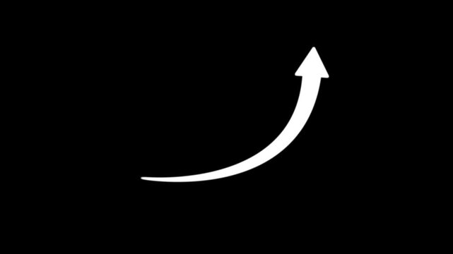 White arrow rising transparent channel, Business line arrow, Business Growth And Success Arrow Info graphics, Animation of a business info graphics with rising 4k motion graphic animation.