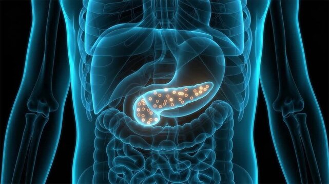 Medical Animation of Pancreas Highlighting Cellular Activity and Organ Function