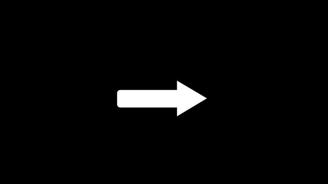Arrow pointing right side animation.Right arrow for road direction.animated traffic directional arrows sign. Flashing direction indicators.