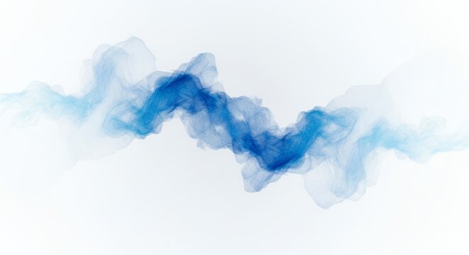 Abstract Blue and White Ink Swirl on a Clean Background.