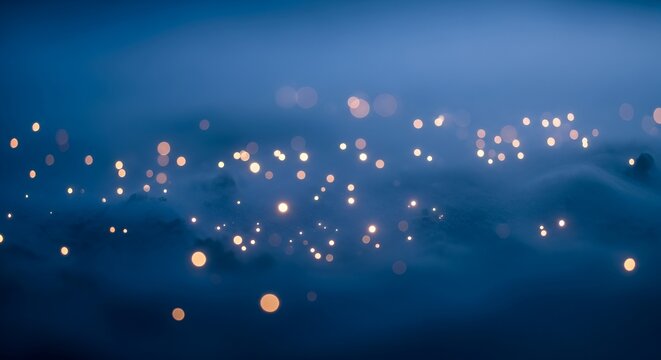 Abstract Blue Background with Bokeh Lights and Soft Focus.