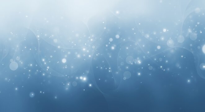 Abstract Blue Bokeh Background with Sparkling Light Particles.